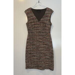 Connected Apparel Multi Color Striped Cap Sleeve V Neck Sheath Dress Size 12